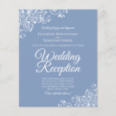 White Lace on Blue BUDGET Wedding Reception Invite (Voorkant)