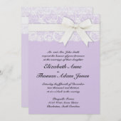 White Lace on Lila Wedding Invitation Kaart (Voorkant / Achterkant)