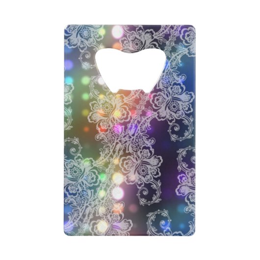 White Lace on Neon Lights Abstract Creditkaart Flessenopener (Voorkant)