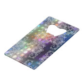 White Lace on Neon Lights Abstract Creditkaart Flessenopener (Voorkant Gekanteld)