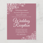 White Lace on Roos BUDGET Wedding Reception Invite (Voorkant)