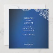 White Lace on Royal Blue Dragonflies Wedding Kaart (Achterkant)