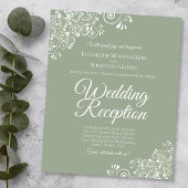 White Lace on Sage BUDGET Wedding Reception Invite