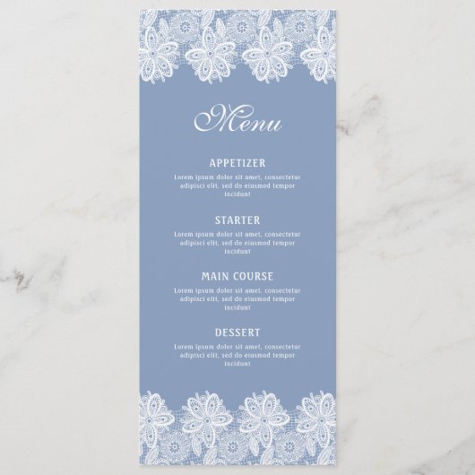 White Lace op Blue Classic Menu (Voorkant)