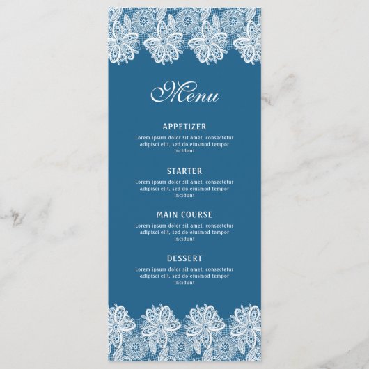 White Lace op Blue Classic Menu (Voorkant)