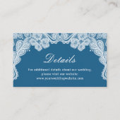 White Lace op Blue Wedding Details Website Informatiekaartje (Voorkant)