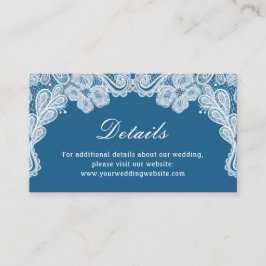 White Lace op Blue Wedding Details Website Informatiekaartje
