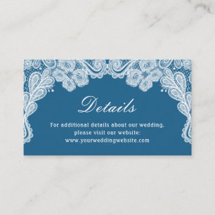 White Lace op Blue Wedding Details Website Informatiekaartje