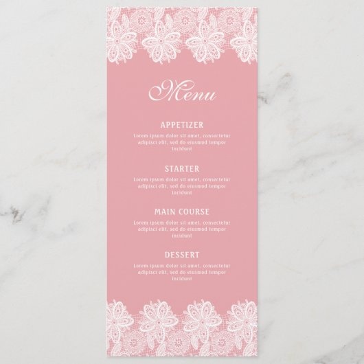 White Lace op Roze Classic Menu (Voorkant)