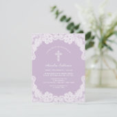 White Lace op uitnodiging voor Lila doop (Staand voorkant)