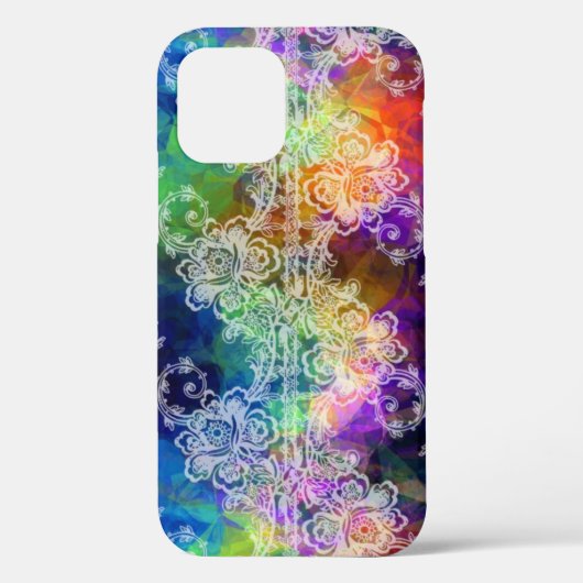 White Lace over regenboogpapier Case-Mate iPhone Case (Achterkant)