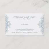 White Lace Paisley Mandala op Blue-Grey Visitekaartje (Achterkant)