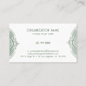 White Lace Paisley Mandala over Olive Green Busine Visitekaartje (Achterkant)