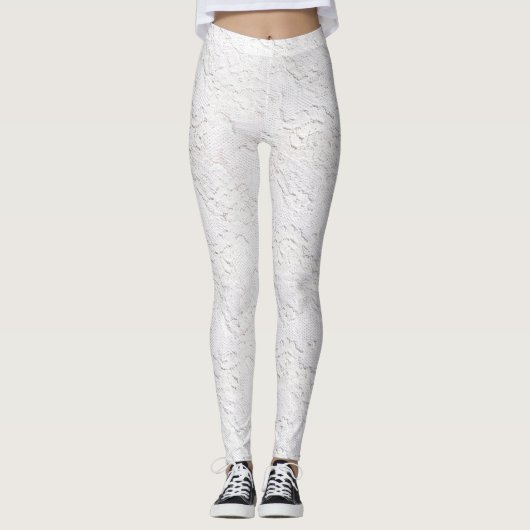 White Lace Pattern Leggings (Voorkant)