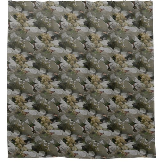 White Lace Pet Hydrangea Flowers Douchegordijn (Voorkant)