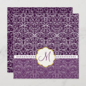 White Lace+ Plum Accent Wedding Invitations Kaart (Voorkant / Achterkant)