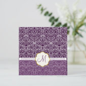 White Lace+ Plum Accent Wedding Invitations Kaart (Staand voorkant)