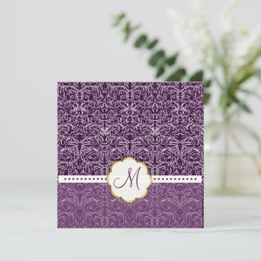 White Lace+ Plum Accent Wedding Invitations Kaart (Staand voorkant)