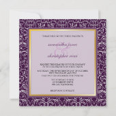 White Lace+ Plum Accent Wedding Invitations Kaart (Achterkant)