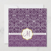 White Lace+ Plum Accent Wedding Invitations Kaart (Voorkant)