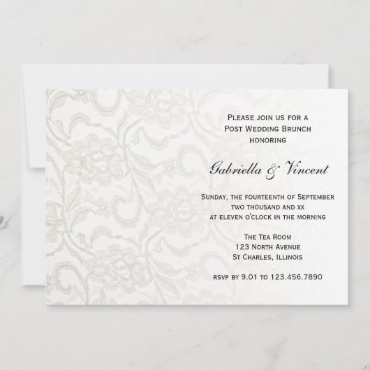 White Lace Post Wedding Brunch Uitnodiging (Voorkant)