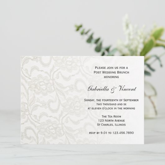White Lace Post Wedding Brunch Uitnodiging (Staand voorkant)