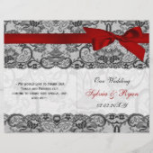 White lace, red ribbon book vouwprogramma Wedding (Voorkant)
