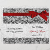 White lace, red ribbon book vouwprogramma Wedding (Voorkant / Achterkant)