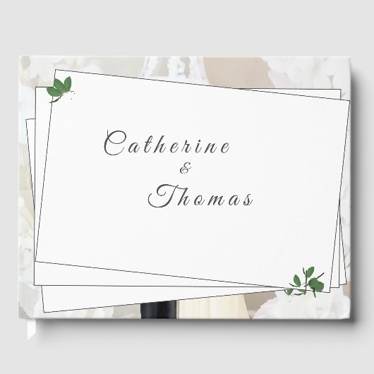 White Lace & Roos Leaves Guest Book Gastenboek (Voorkant)