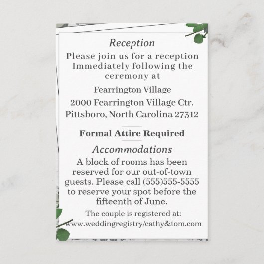 White Lace & Roos Leaves — Kaart met details (Voorkant)