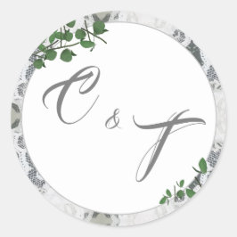 White Lace & Roos Leaves Sticker