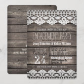 White Lace & Rustic Wood Engagement Party Kaart (Voorkant / Achterkant)