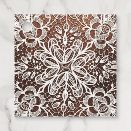 White Lace Rustic Wood Wedding Bedankjes Labels