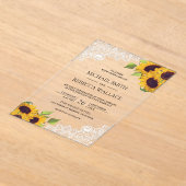 White Lace Sunflowers Wedding Acryl Uitnodigingen (Laagn)