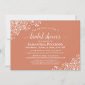 White Lace Terracotta Coral Elegant Vrijgezellenfe Kaart (Voorkant)