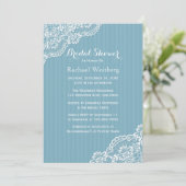 White Lace Vrijgezellenfeest Blue Stripes Wedding Kaart (Staand voorkant)