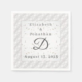 White Lace & Wedding Bells Paper Napkin Servet