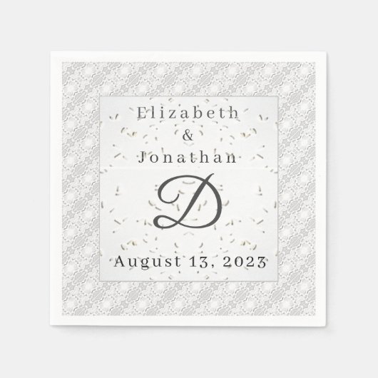 White Lace & Wedding Bells Paper Napkin Servet (Voorkant)