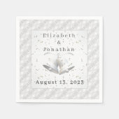 White Lace & Wedding Bells Paper Napkin Servet (Voorkant)