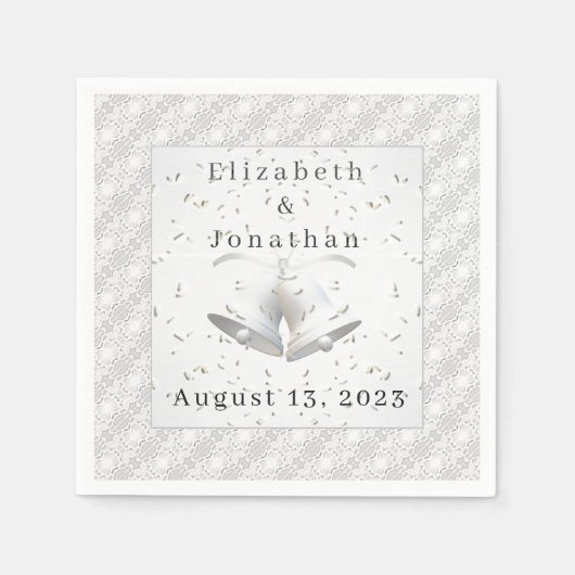 White Lace & Wedding Bells Paper Napkin Servet (Voorkant)