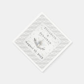 White Lace & Wedding Bells Paper Napkin Servet (Hoek)