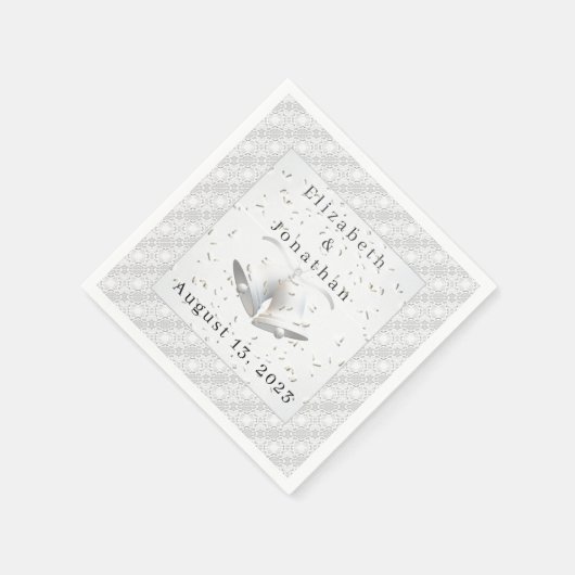 White Lace & Wedding Bells Paper Napkin Servet (Hoek)