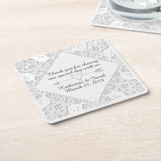 White Lace Wedding Dank u voor papier Onderzetter (Schuin)