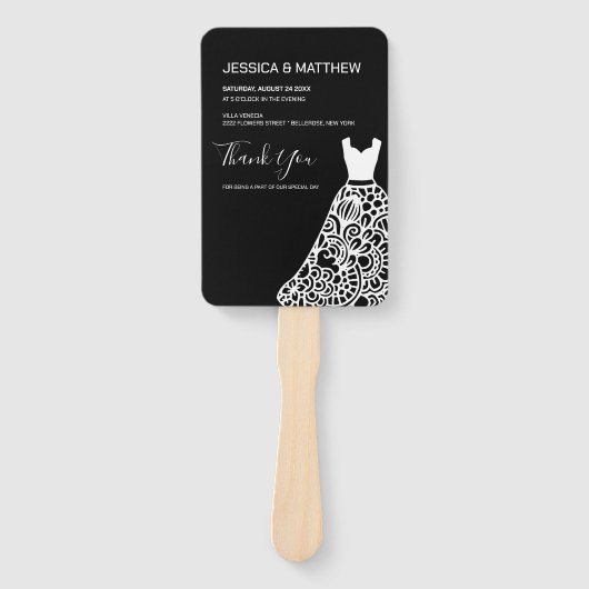 White Lace Wedding Dress Handwaaier (Voorkant)