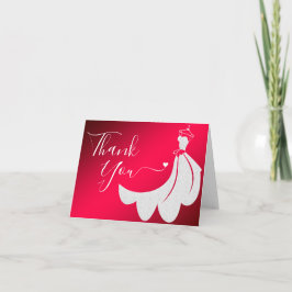 White Lace Wedding Dress op Red | Aangepast Bedankkaart