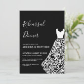 White Lace Wedding Dress Rehearsal Kaart (Staand voorkant)