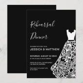 White Lace Wedding Dress Rehearsal Kaart (Voorkant / Achterkant)