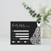 White Lace Wedding Dress RSVP Kaartje (Staand voorkant)