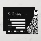 White Lace Wedding Dress RSVP Kaartje (Voorkant / Achterkant)