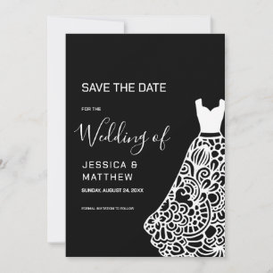 White Lace Wedding Dress Save The Date
